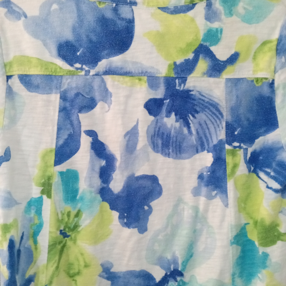Chico's Vibrant Blue & Green Abstract Floral Long Sleeve Top - Size 0 (US Small) - Picture 8 of 10